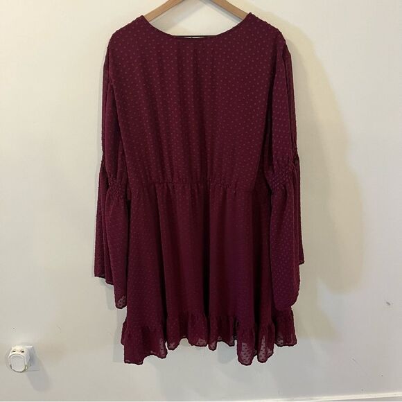 Torrid Merlot Red Textured Chiffon Skater Dress Size 5/5X - Picture 10 of 16